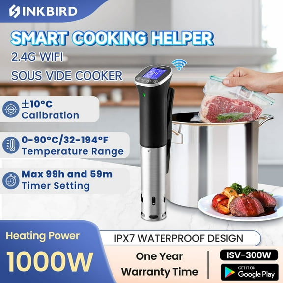 1000W Sous Vide Slow Cooker ISV-300W WiFi APP Control IPX7 Waterproof 0-90°C