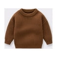 thumbnail image 2 of AherBiu Toddler Kids Sweaters Crew Neck Long Sleeve Ribble Knit Tops Solid Color Girl Boy Sweater, 2 of 7