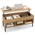thumbnail image 2 of Costway Mesa de Centro con Tablero Elevable Mesa de Cóctel con Patas de Metal Natural 100 x 50 x 45 cm, 2 of 9