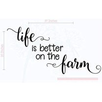 Life is Better on The Farm Wall Decals Vinyl Stickers Home Decor Quote 37x20-Inch Black