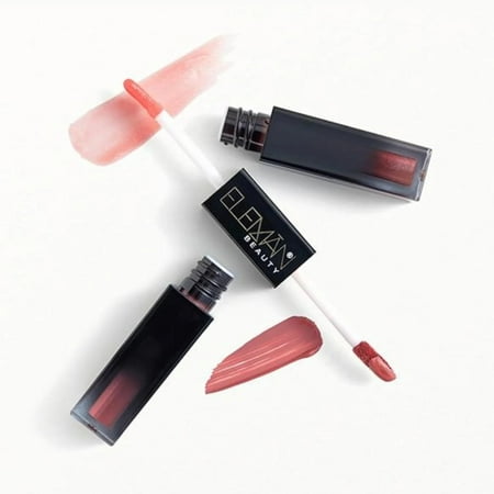 Eleman Beauty Ibiza Dual-Sided Liquid Lipstick and Gloss with Coconut Oil – Nude Pink & Pink Champagne 0.14 oz Soft-Touch Long-Wear Non-Sticky Ultra-Pigmented Hydrating Lip Care