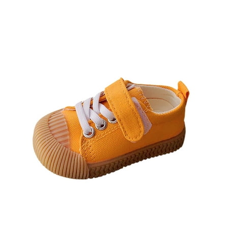 

Harsuny Toddler Flats Non-slip Walking Shoes Comfort Canvas Sneakers Sport Breathable Lightweight Casual Sneaker First Walker Yellow 6.5C