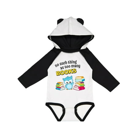 

Inktastic No Such Thing as Too Many Books with Cute Owl Gift Baby Boy or Baby Girl Long Sleeve Bodysuit
