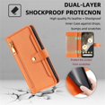 thumbnail image 2 of Zipper Wallet Case for Google Pixel 6 Pro, Crossbody Lanyard Shoulder Strap & Wrist Hand Strap Handbag Cover, Premium Leather 6 Card Slots Holder Kickstand Magnetic Flip Folio Case, Orange, 2 of 8