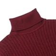 thumbnail image 5 of FINALGANG Mens Solid Color Cable Knit Turtleneck Sweater Long Sleeve Ribbed Hem Slim Fit Jumpsuit For Daily Wear Business Casual Red XL, 5 of 7