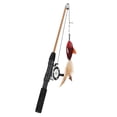 thumbnail image 2 of Fish Shape Telescopic Feathers Funny Cat Stick Pet Toy Rods Simulation Fishing Rod Kitten Playing Toy, 2 of 6
