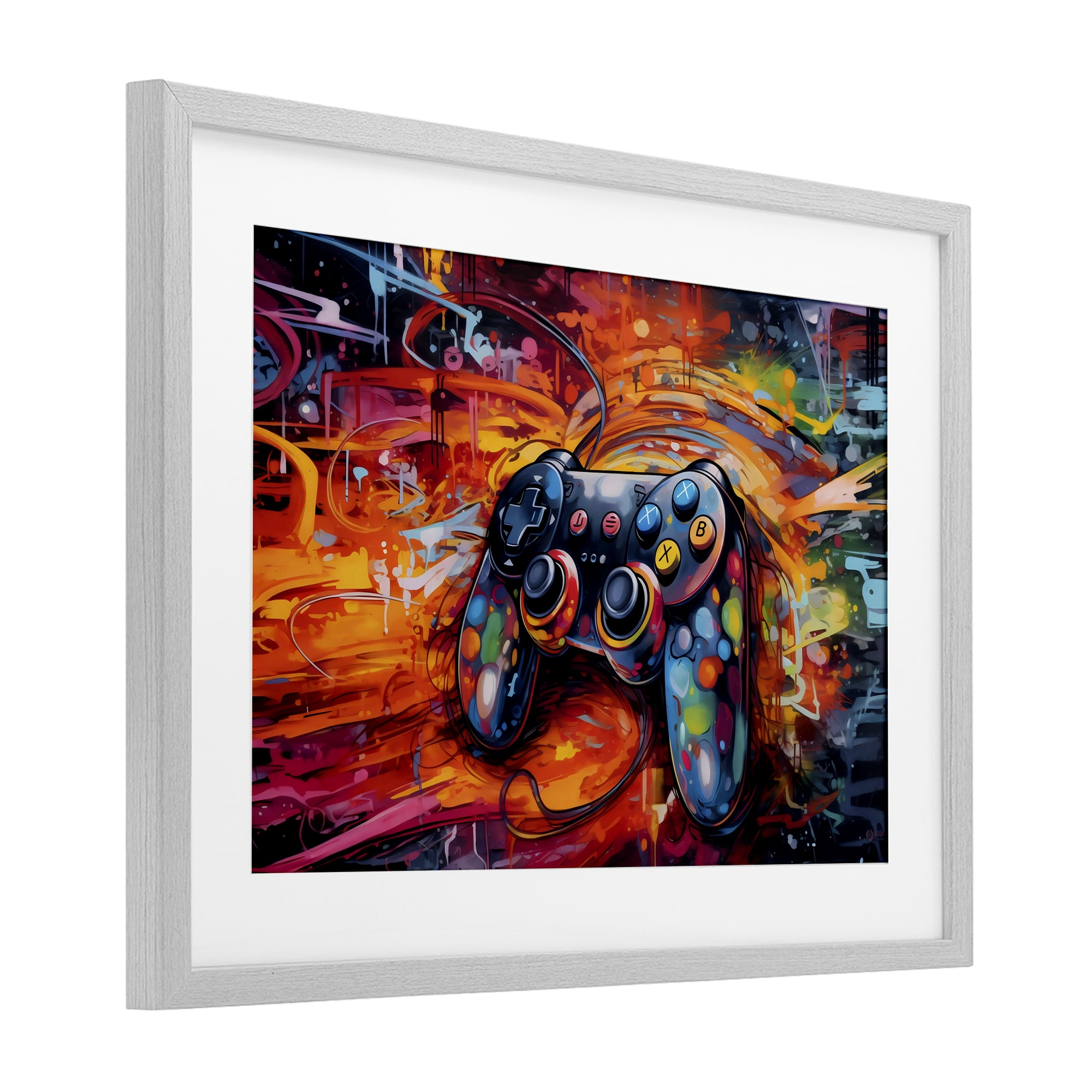 Stupell Industries Gaming Swirl Controller Energy Gray Framed Print Under Glass, design by Creative Studio