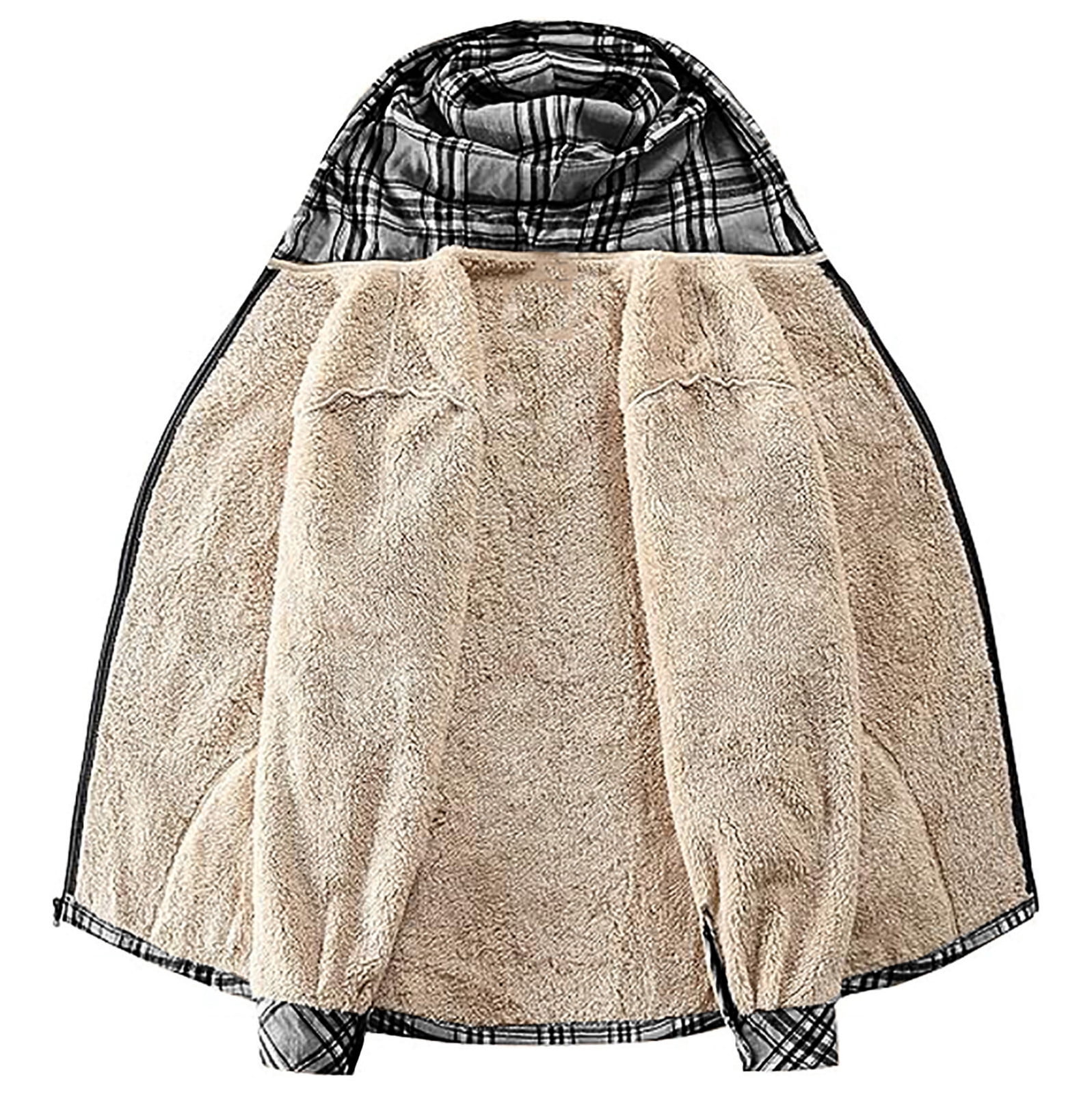 Womens Sherpa Fleece Lined Flannel Jacket Button Down Plaid Lightweight Flannel Shirt Jacket Women