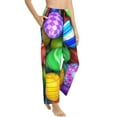 thumbnail image 2 of Disketp Colorful Easter Eggs1 Print Women'S Comfy Pajama Pants Casual Drawstring Palazzo Lounge Wide Leg Pants, 2 of 9