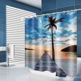 thumbnail image 4 of Abastado Cortina de baño de poliéster con pintura costera, cortina de baño impermeable + ganchos para colgar, 4 of 8