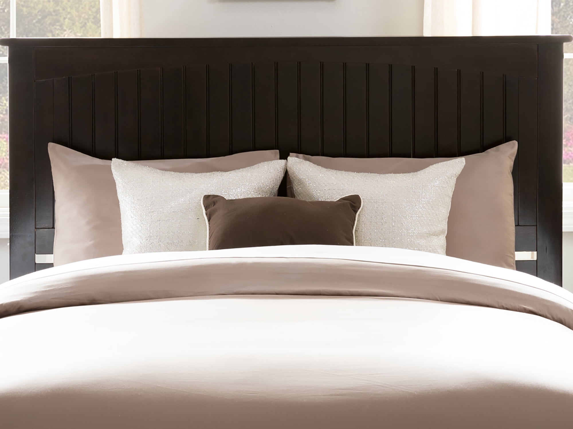 AFI Nantucket King Low Profile Wood Platform Bed Frame with Cottage Headboard, Espresso