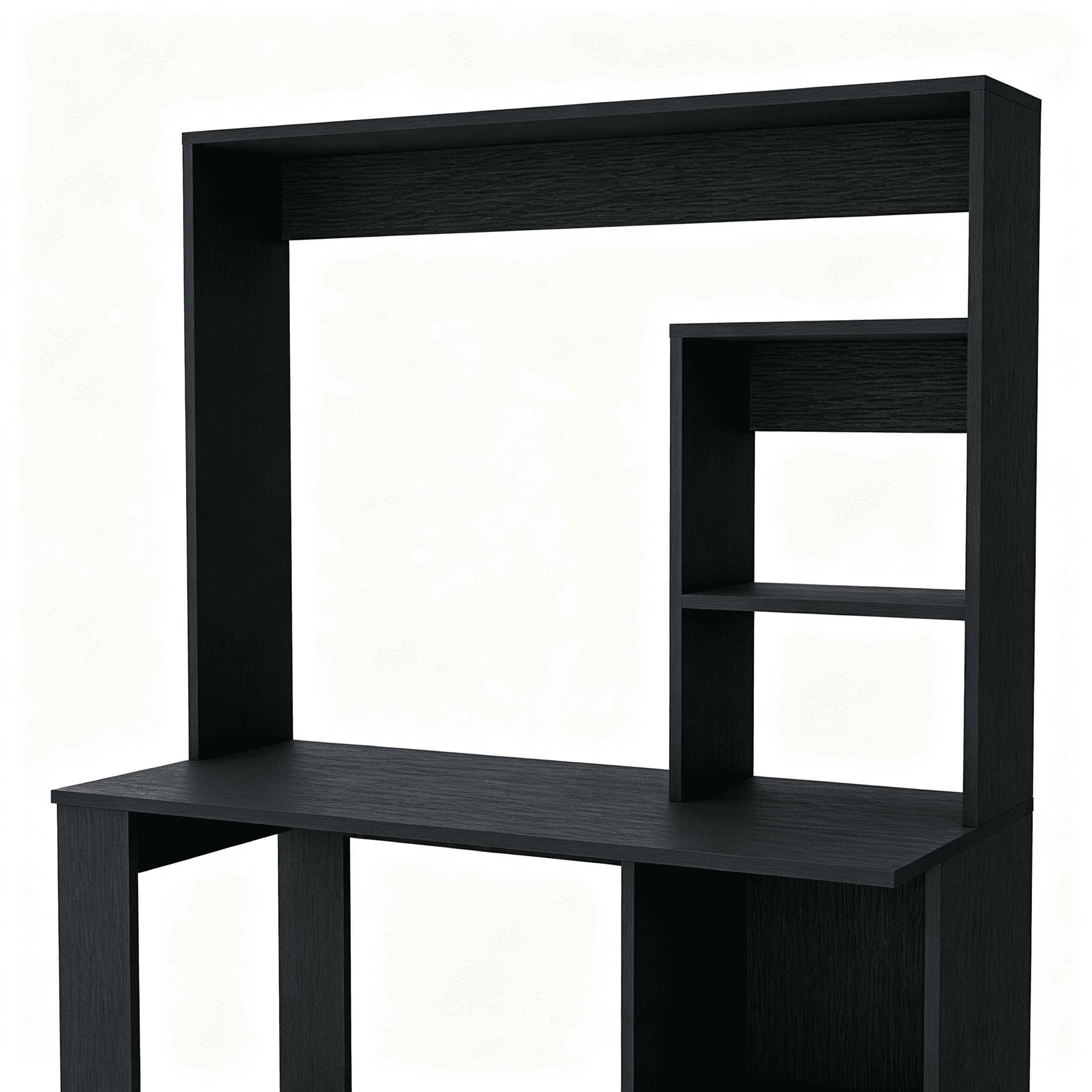 Asteroutdoor Computer Desk with Hutch and Storage Shelves, Wenge