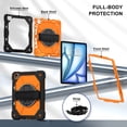thumbnail image 3 of Allytechgroup iPad Air 13 Inch 2024 Case Cover with Pencil Holder, Rugged Protection with Kickstand & Hand Strap Heavy Duty Shockproof Kids Friendly Case for Apple iPad Air 13 M2 2024, Orange, 3 of 8
