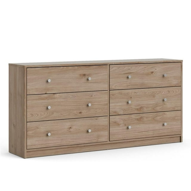 Pemberly Row Commode Double Contemporaine à 6 Tiroirs en Bois d'Ingénierie Brun
