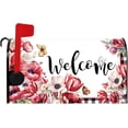 thumbnail image 1 of Housse Magnétique de Boîte aux Lettres Welcome 21x18 Po Tulipes Rouges, Fleurs de Printemps, Papillon Tissu Imperméable pour Décoration de Jardin et de Cour, 1 of 6