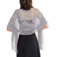 thumbnail image 3 of Baberdicy Bride Lace Shawl Wrap, Sheer Evening Dress Cheongsam Cover Up, Hollow Out Wedding Party Scarf Grey Universal Fit, 3 of 5