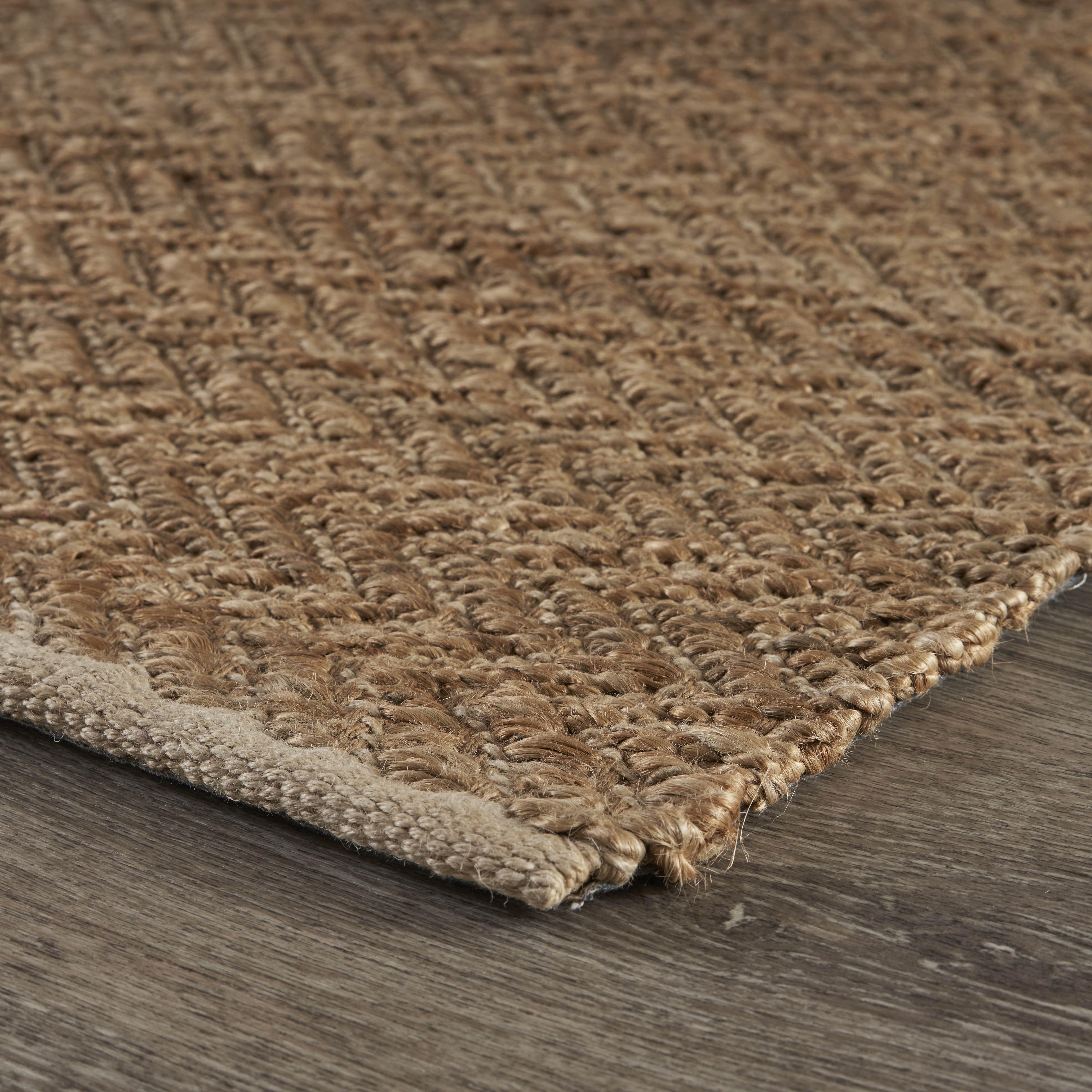 LR Home Natural Jute with Detailed Chevron Threading Area Rug&nbsp;, Natural, 9' x 12'