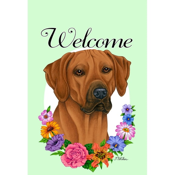 Rhodesian Ridgeback - Best of Breed Welcome Flowers House Flags