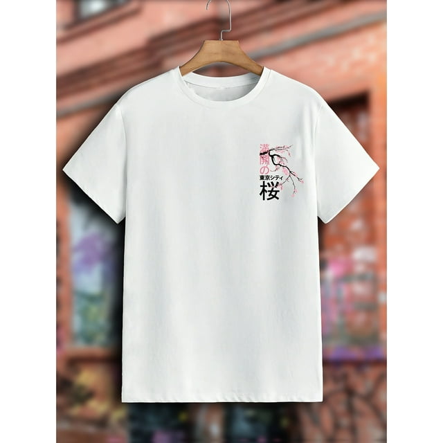 Camiseta de algodón con estampado de chicas anime y Sakura para hombre