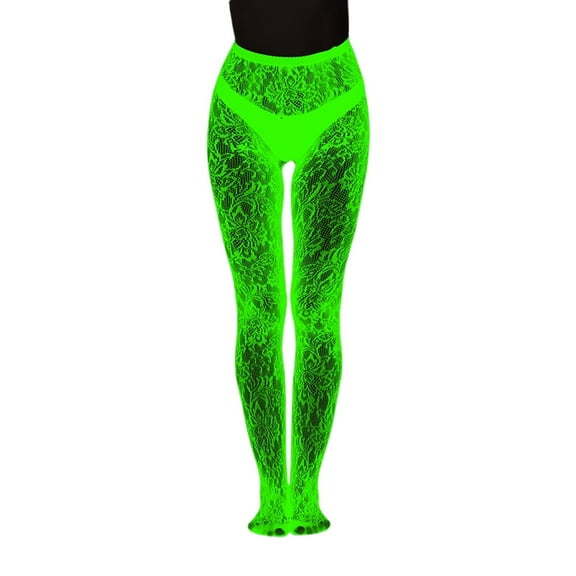 IWRICH Glow in the Dark Fishnets Stockings for Women High Waist Tights for Party Watermelon Red