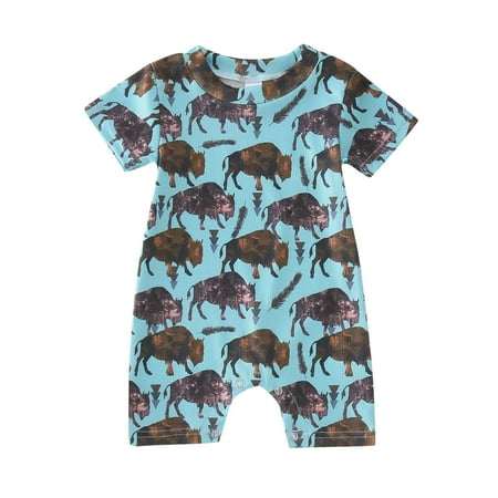 

Zlekejiko Boys Girls Short Sleeve Cartoon Cow Prints Pullover Romper Sweatshirt Jumpsuit 24 Month Romper Boy Baby Boy Colla Shirt