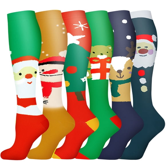 6 Paires de Chaussettes de Sport pour Hommes et Femmes Chaussettes de Compression Longues pour Mollets