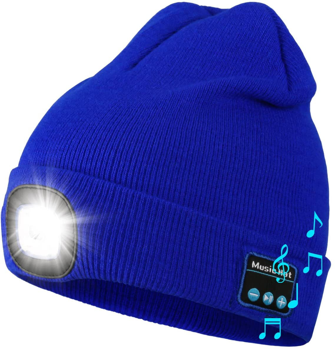 YC Bluetooth Hat Bluetooth Beanie Hat Bluetooth V5.0 Music Beanie Music Hats for Women Music Beanie with Rechargeable USB Winter Fitness Sports,A 
