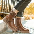 thumbnail image 2 of HARVEST LAND Women Low Heel Ankle Boots Fashion Faux Lined Zipper Buckles Biker Booties, 2 of 9