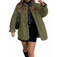 thumbnail image 2 of Female Oversized Quilted Jacket Button Down Cotton Padded Outerwear with Pocket Army Green M, 2 of 8