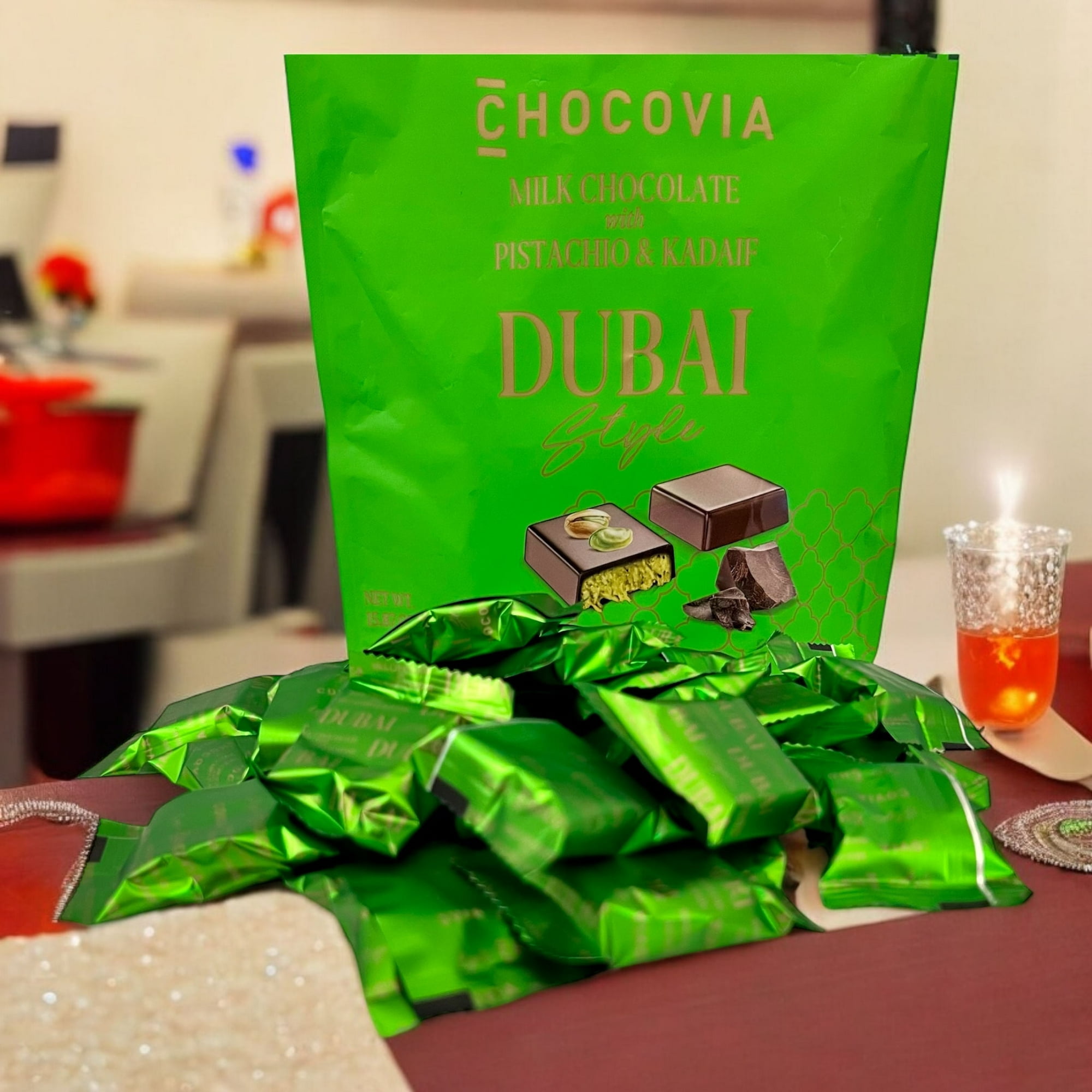 2 PACK | Chocovia Dubai Chocolate – Milk Chocolate with Pistachio & Kadaif, Individually Wrapped Gourmet Chocolates