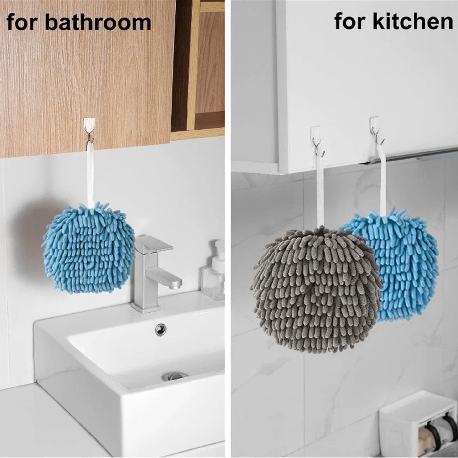 BUTTERFLY- Chenille Ball Towel Sets 3 Pack Quick Dry Soft Absorbent Hand Towels