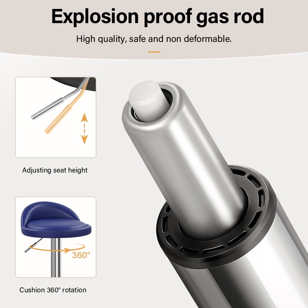 KKTONER Round Bar Stool, PU Leather, Height Adjustable, Swivel, Footrest, Black