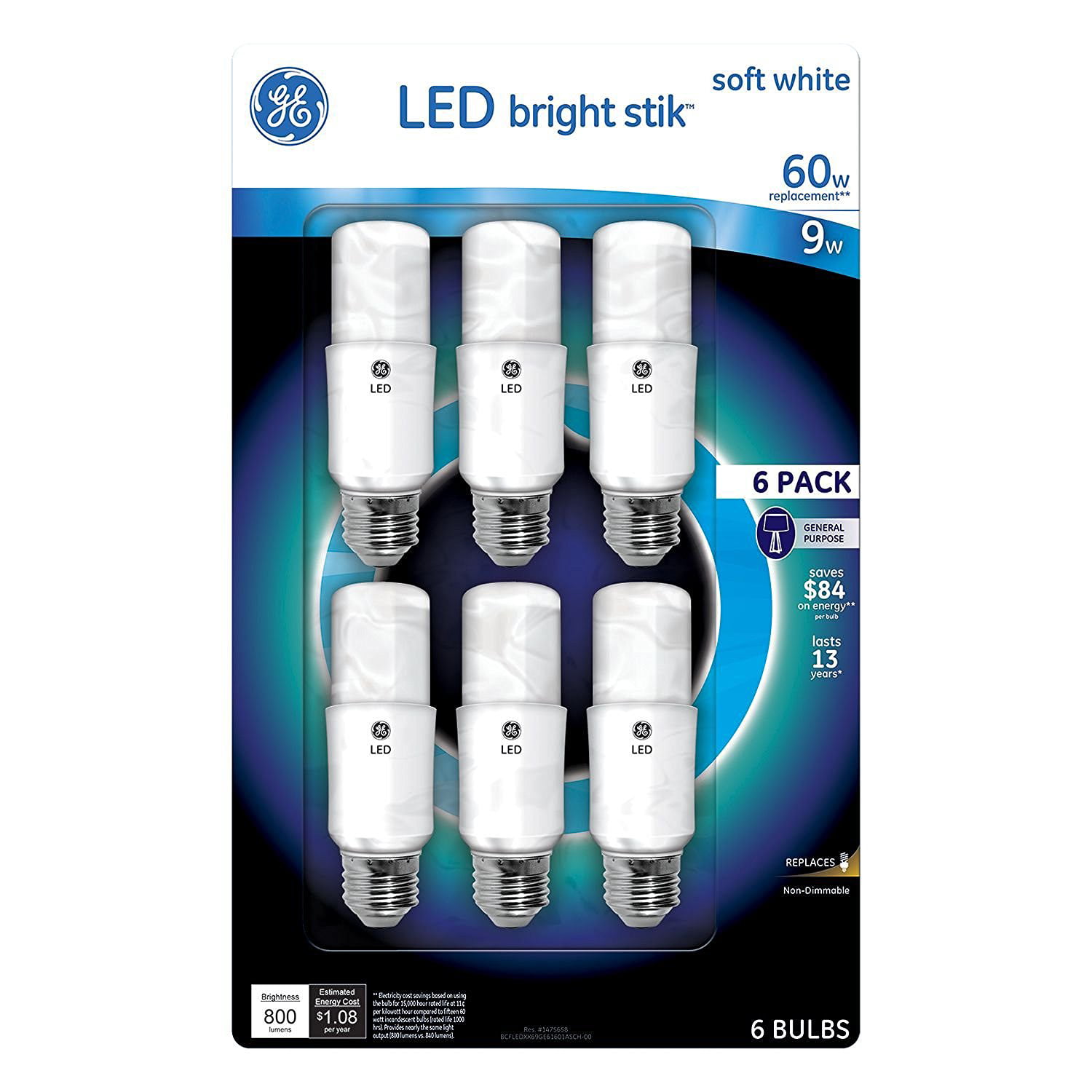 GE Lighting 63869 LED Bright Stik 15-Watt 100-Watt  Light Bulb with Medium Ba... 