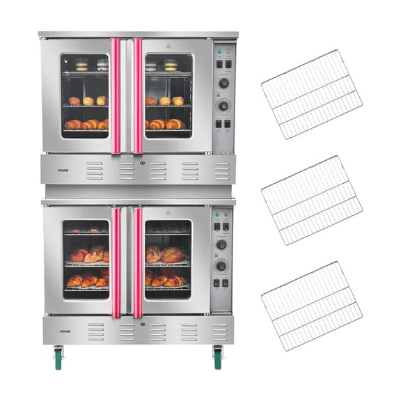 VEVOR Double Deck Gas Convection Oven, 14 cu.ft Full-Size Commercial Convection Oven,40,000 BTU x 2 Powerful Burners,Natural Gas Commercial Ovens with Two Fan Modes,for Bakery,Restaurant & Kitchen