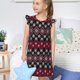 thumbnail image 4 of Balery red Minimalist Snowflake Camisón de princesa para niñas, pijama de algodón con mangas abullonadas, suave y bonito.-Medium, 4 of 6