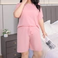 thumbnail image 6 of Aezemi Women Plus Size Sleep Set 2 Piece Fashion Short Sleeve Tops Shorts Summer Spring Home Comfy Casual Pajama Sets for Women 4XL, 6 of 8