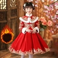 thumbnail image 2 of KAUOD Girls Chinese Dress Suits Cute Bow Embroidery New Years Traditional Pleated Dresses Kids Birthday Pageant Clothes, 2 of 4