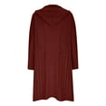 thumbnail image 5 of Lovskoo Cardigan Sweaters for Women Open Front Long Sleeve Knitwear Loose Mid-Length Irregular Lapel Cable Knit Hooded Oversized Winter Outerwear Tops Claret, 5 of 6
