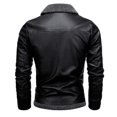 thumbnail image 5 of FRSASU Mens Solid Color Leather Jacket with Wool Collar– Fashionable Casual PU Leather Jacket Black, 5 of 9