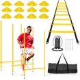 thumbnail image 1 of Speed Agility Training Equipment Set, Includes 6 Agility Poles Poles, 6 Jumping Hurdles, Agility Ladder, 12 Soccer Disc Cones, Jump Rope for Speed Training and Black Storage Bag, 1 of 7
