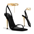 thumbnail image 2 of Sandalias de tacón alto con candado dorado para mujer, zapatos de tacón fino con una sola correa de Metal, stilettos, 2024, 2 of 4