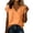Orange, variant on Ymauqau Women's Cotton Linen Tops Crossover V Neck Short Sleeve Curved Hem Pleated T-Shirts Loose Tunic Tops Casual Tee Blouses