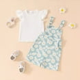 thumbnail image 4 of kpoplk Toddler Baby Girl Clothes Tie-Up Strap Ruffle Camisole Tops Linen Pants Set Little Girls Summer Outfits Size 2-3 Years,Green, 4 of 5