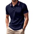 thumbnail image 2 of Men's Summer Polo Shirts Short Sleeve Solid Color Basic Golf Work Collared Shirts, L, 2 of 4