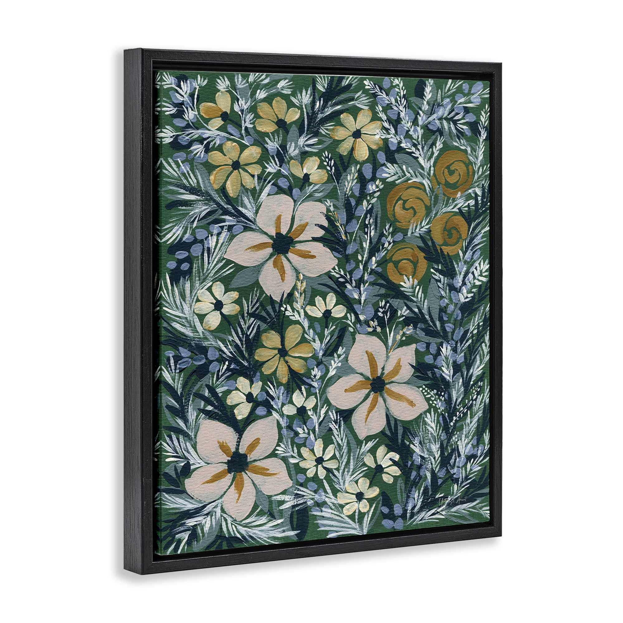 Stupell Industries Summer Boho Florals Botanical & Floral Painting Black Floater Framed Art Print Wall Art, 17 x 21