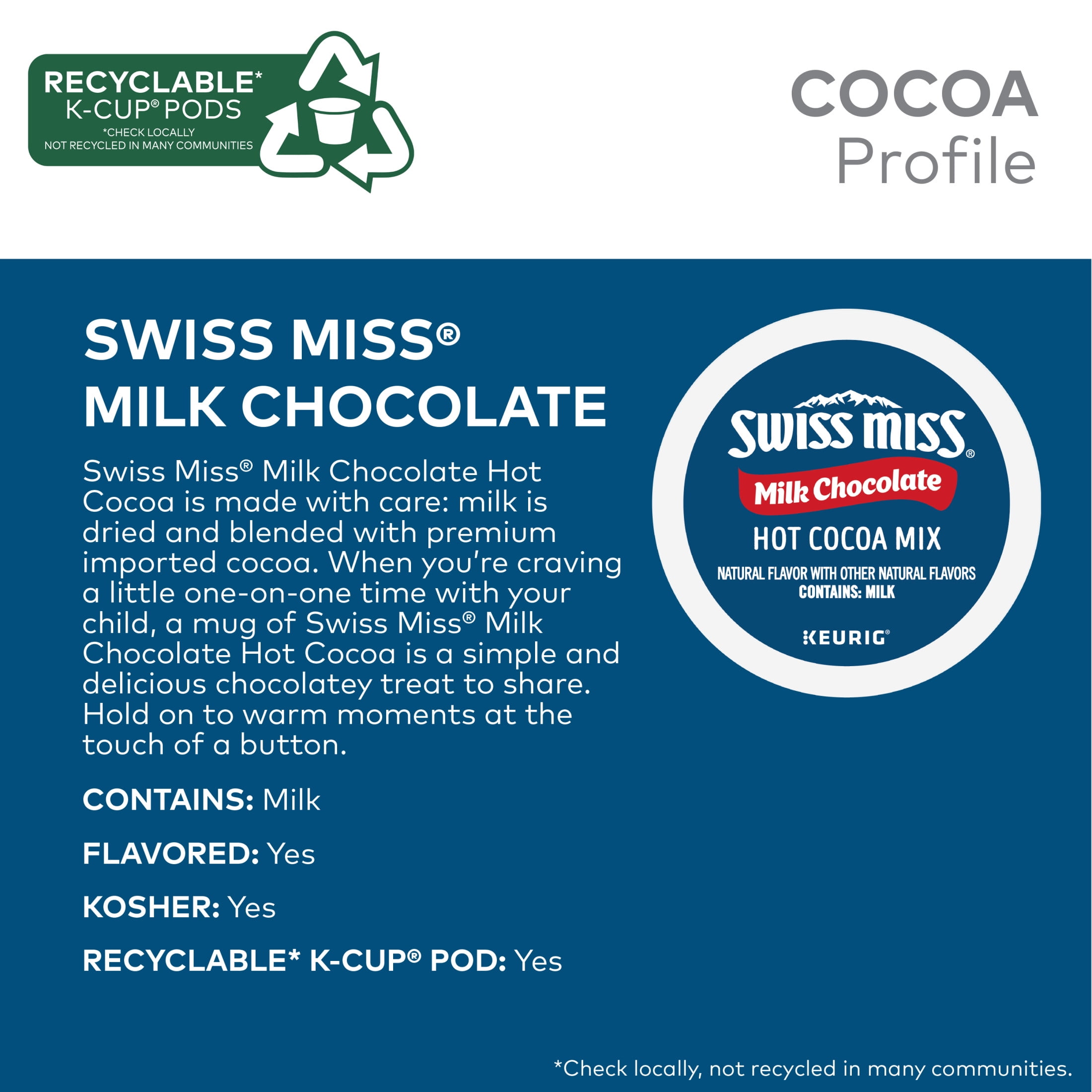 (4 pack) Swiss Miss Milk Chocolate Hot Cocoa, K-Cup Pods, 22 Count