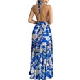thumbnail image 1 of Bellella Robe Longue Dos Nu Maxi Robes Col en V Robe d'Été Kaftan Imprimé Floral Vacances Bleu TG, 1 of 3
