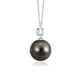 thumbnail image 2 of ANGARA Tahitian Cultured Pearl Pendant with Bezel Diamond in Platinum for Women | June Birthstone, Birthday, Anniversary, Jewelry Gift for Women | Pearl Necklace, 2 of 6