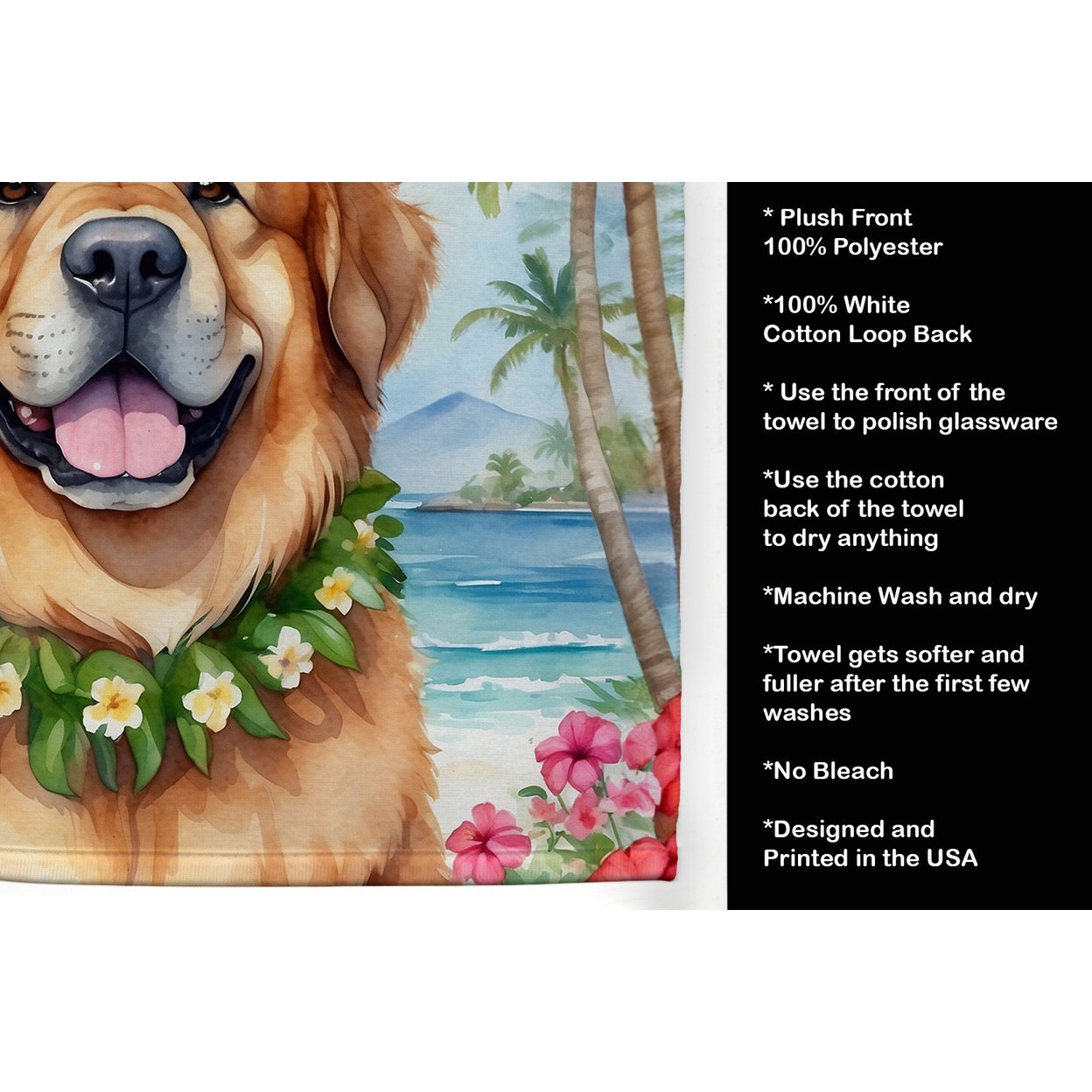 Carolines Treasures DAC6527KTWL 25 x 15 in. Tibetan Mastiff Luau Kitchen Towel