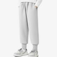 thumbnail image 4 of Lenpel Girls Boys' Sweatpants Unisex Children Cotton Elastic Waist Pull on Fleece Athletic Pants Baggy Active Joggers with Pockets(Gray,10-11 Years), 4 of 5